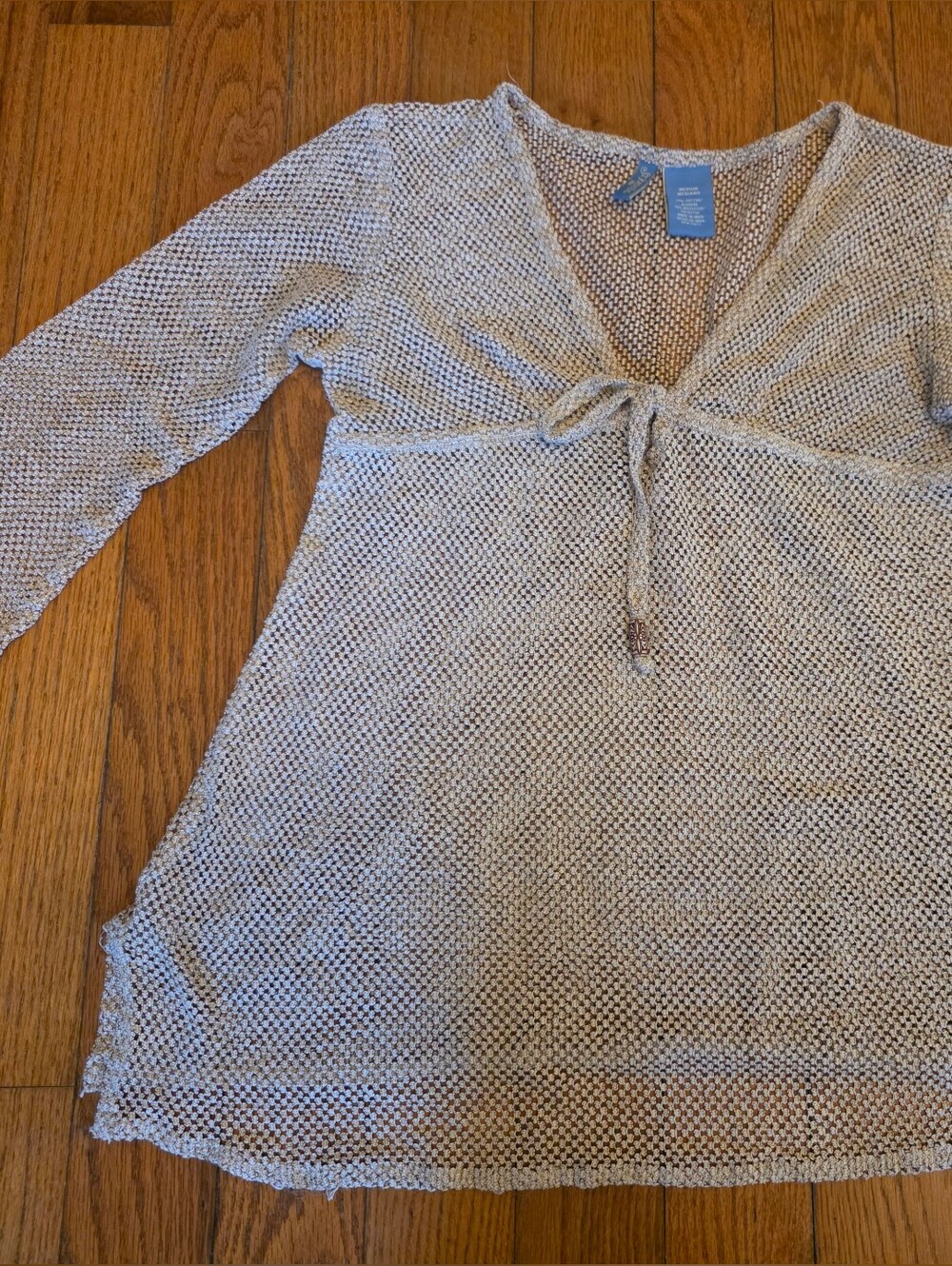 St. John's Bay Beige Open-Knit Tie-Front Swim Coverup